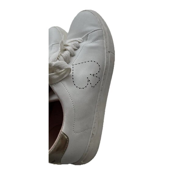 KATE SPADE Angelise White Gold Leather Lace Up Low Top Sneakers Size 8B - Picture 4 of 16